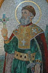 Ukraine, Kiev, St Illya’s Orthodox Cathedral & Nunnery (Byzantine), mosaic of St Vladimir