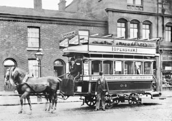 United Kingdom: Open Horse Tram in Manchester, c1890