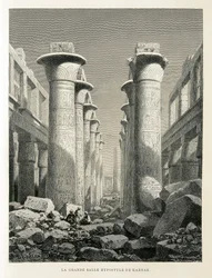 View of the Great Hypostyle Hall in Karnak, Egypt - Illustration from the Atlas of Egypt