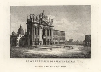 View of the Place and Papal Archbasilica of St. John in Lateran, Rome