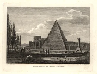 View of the Pyramid of Cestius, Rome, built for Gaius Cestius