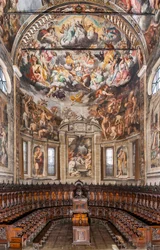 View of the apse with frescoes by Camillo Procaccini and wooden choir by Cristoforo e Giuseppe De Venetiis, Basilica of San Prospero, Reggio Emilia, Emilia Romagna, Italy