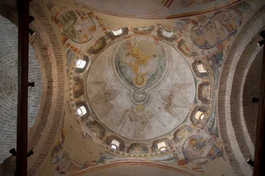 View of the fresco in the Baptistery, Cathedral of St Stephen, Concordia Saggitaria, province of Venice, Veneto, Italy