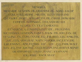 Wolverhampton - Latin epitaph of Admiral Richard Leveson in St. Peter