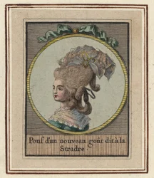 Woman in a new style of pouf called the Stradre