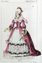 Woman Wearing a Dress as Mme de Pompadour Wore, c. 1810