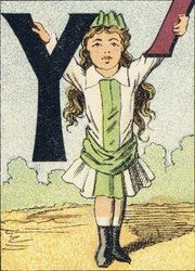 Y - Engraving from ABCD of Little Girls. Pellerin & Cie, printer-publisher, Epinal, circa 1890. Series A.