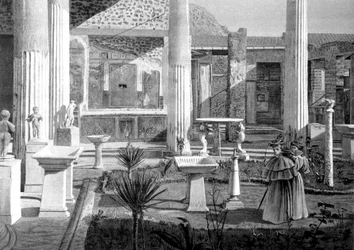 Tourists Visiting the Ruins of Pompeii, Early 20th Century (Drawing)