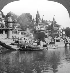A Burning Ghat on the Ganges at Benares (Varanasi), India, 1900s