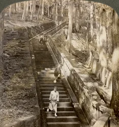 Ancient Stone Stairway up the Hill to the Tomb of Shogun Ieyasu, Nikko, Japan