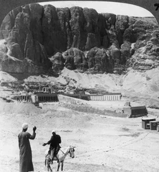 Buried for ages - colonnaded terraces of the temple at Der-el-Bahri, Thebes, Egypt