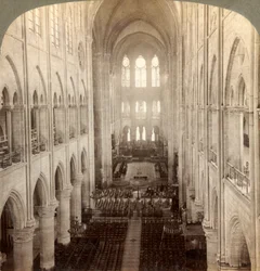 Interior of the Great Notre Dame Cathedral, Paris, France, 1900