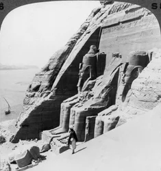 Looking Down on the River Past the Front of Abu Simbel Temple, Egypt