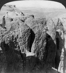 Looking down the Nile from the western cliffs of Thebes, Egypt, 1905