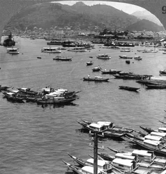 Looking North Over Vessels in the Port of Nagasaki, Japan