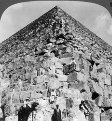 Looking up the Northeast Corner of the Great Pyramid, Egypt