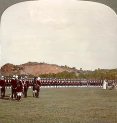 Receiving the Colours Inside the Square, India, 1900s
