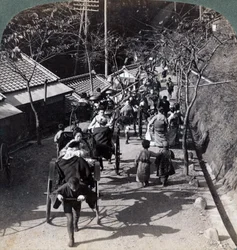 Riding to Daijingu Temple for Shinto Festival of Worship of the Sun Goddess, Yokohama, Japan