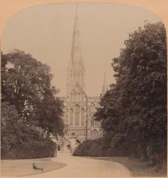 Salisbury Cathedral northwest front England, first great Church of the early English Style, 1900
