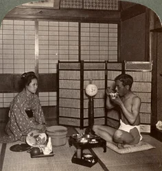 Summer evening meal at a hotel, Hiroshima, Japan