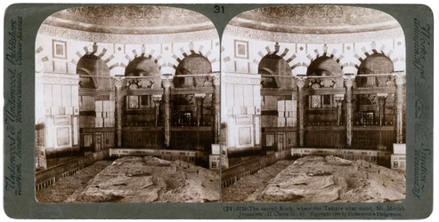 The sacred rock, where the Temple Altar stood, Mount Moriah, Jerusalem, Palestine