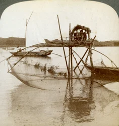 Toiler of the Sea, with His Curious Fishing Net, Bay of Matsushima, Japan