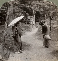 Women in the Kinkaku-ji Temple garden, Kyoto, Japan, 1904