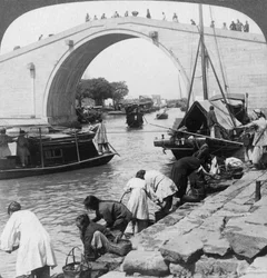 Woo Men Bridge and Grand Imperial Canal, Suzhou, China, 1900