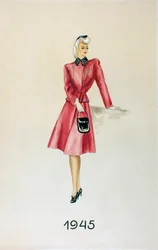 Model in a Suit, Holding a Handbag