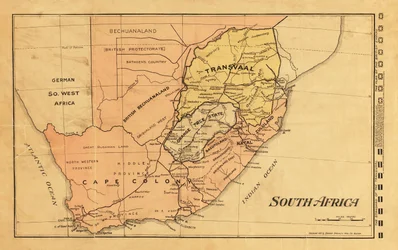 Map of South Africa during the Second Boer War, 1899