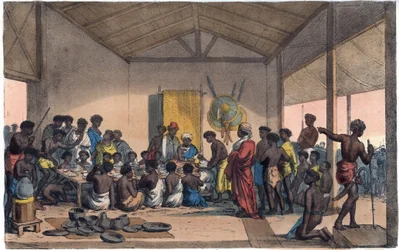 A banquet in Abyssinia - engraving from “Usi e Costumi di Tutti i Popoli dell
