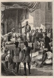 A Journey (1792-1795) to Egypt and the Near East by William George Browne: Browne meets the Sultan of Darfur Ald el Raschman at El Fasher in 1793 - illustration from 