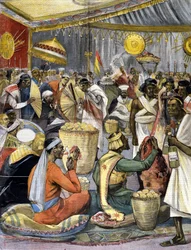 A banquet at the court of King Menelik II in Ethiopia.