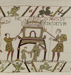 A house is burnt by the Normans, Bayeux Tapestry