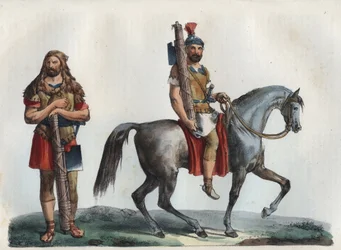 A military lictor and a military lictor of the cavalry - engraving from “Usi e Costumi di Tutti i Popoli dell