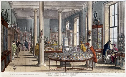 A porcelain shop in London (England) Wedgwood & Byerley - Lithography around 1800