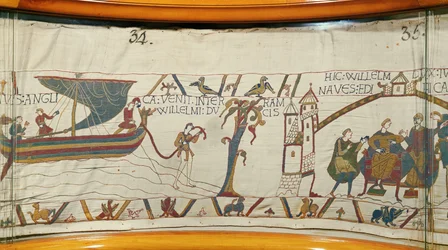 A ship lands in Normandy bringing news of Harold