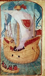 A Ship with Sail Decorated with the Coat of Arms of Louis Malet