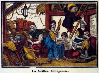 A Village Nightlife: A Family of Peasants in a Barn