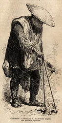 A Walking Rag Picker, Using Long Chopsticks He Grabs the Rags He Stores in His Basket Before Selling Them to a Wholesaler. Engraving to Illustrate the Journey to Japan, by Aime Humbert, Minister of the Swiss Confederation, 1863-1864, Published in 