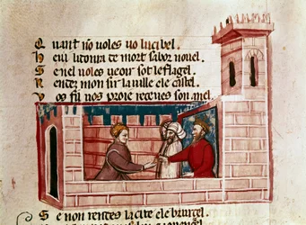A Woman Meets a King in a Castle and Presents Him with a Gift from 