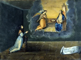 A young woman prays. Ex voto from the sanctuary of the Madonna delle Grazie de Monza. 1833