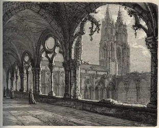Abbaye Saint-Jean-des-Vignes - Soissons - engraving in “PATRIE” - DESCRIPTION PICTURESQUE OF FRANCE IN 6 VOLUMES BY LUCIEN HUARD - end 19th century