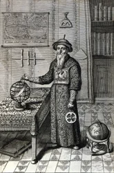 Adam Schall, astronomer (1592-1666) in Mandarin costume in the Pekin Observatory, in “China” by Athanase Kircher (or Athanasius Kircheri)