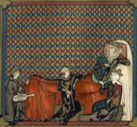 Adenet le Roi, poet and minstrel, recites Cleomades