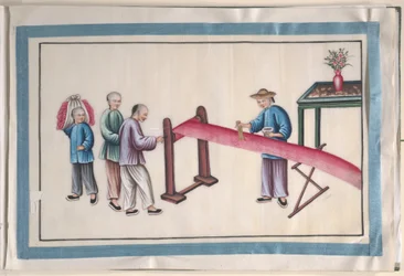 Album Containing Twelve Paintings of People Making Silk