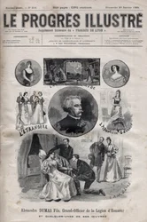 Alexandre Dumas Jr. - Grand Officer of the Legion of Honour and Some of His Works - Engraving in 
