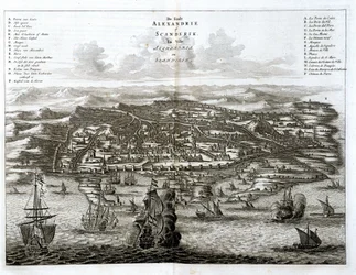 Alexandria view of the sea - engraving by Dapper