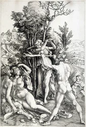 Allegoric figure of jealousy - engraving 16th century