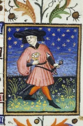 Allegorical Representation of April - A Man Picking Daisies